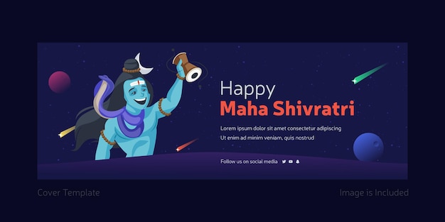 Szczęśliwy Projekt Okładki Facebooka Maha Shivratri Z Panem Shivą Grającym Na Damru