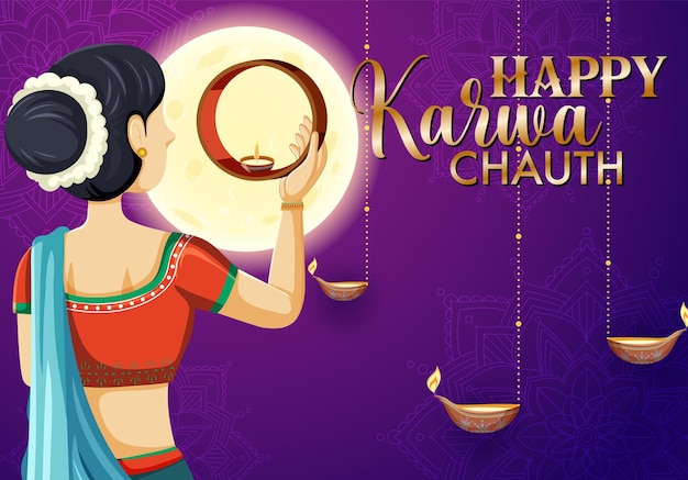 Szczęśliwy Projekt Plakatu Karva Chauth