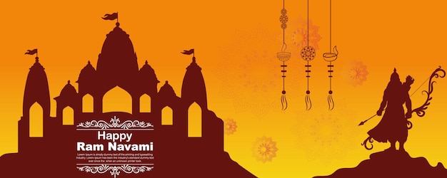 Szczęśliwy Ram Navami Kulturalny Banner Hinduistyczny Festiwal Pionowy Post życzy świętowanie Karty Ram Navami Cel