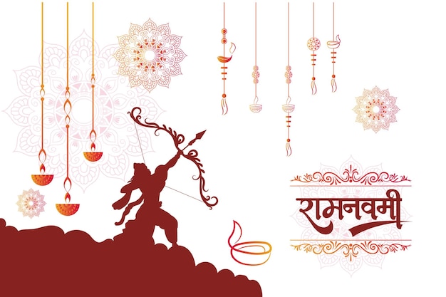 Plik wektorowy szczęśliwy ram navami kulturalny banner hinduistyczny festiwal pionowy post życzy świętowanie karty ram navami