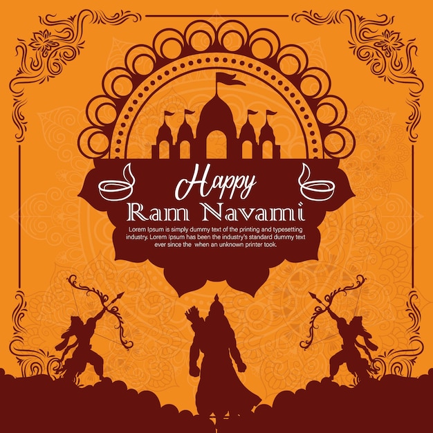 Szczęśliwy Ram Navami Kulturalny Banner Hinduistyczny Festiwal Pionowy Post życzy świętowanie Karty Ram Navami