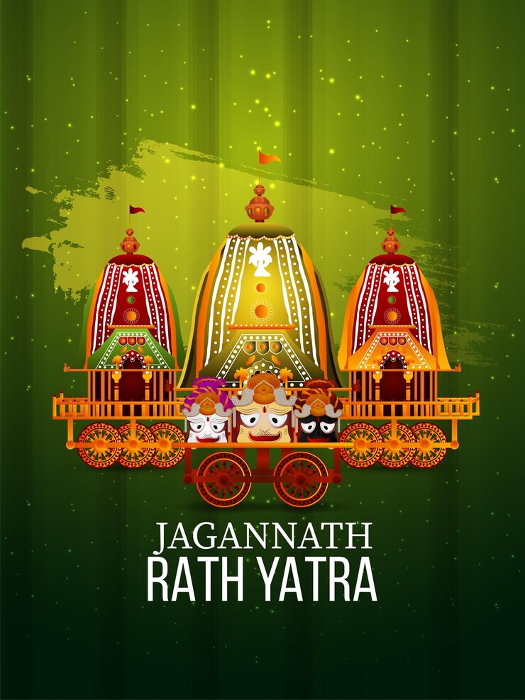 Szczęśliwy rath yatra z lordem Jagannath balabhadra i subhadra ilustracji wektorowych