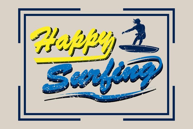 Szczęśliwy surfing retro krajobraz