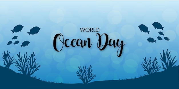 Plik wektorowy szczęśliwy światowy dzień oceanu niebieskie tło social media design banner free vector