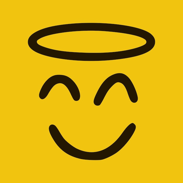 Szczęśliwy święty Emotikon W Stylu Doodle żółtym Tle Ilustracji Wektorowych