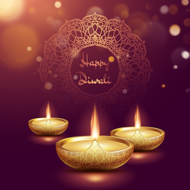 Szczęśliwy szablon lampy naftowej diwali diya. Hinduski deepavali hinduski festiwal świateł.