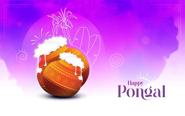 Szczęśliwy szablon projektu tła indyjskiego festiwalu Pongal