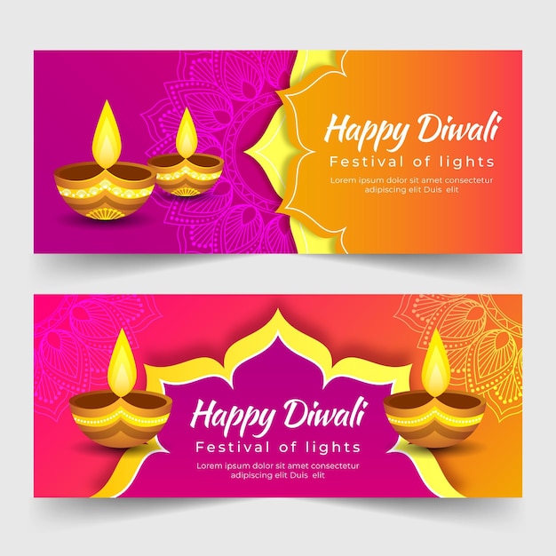 Szczęśliwy Szablon Transparent Diwali Ze świecami