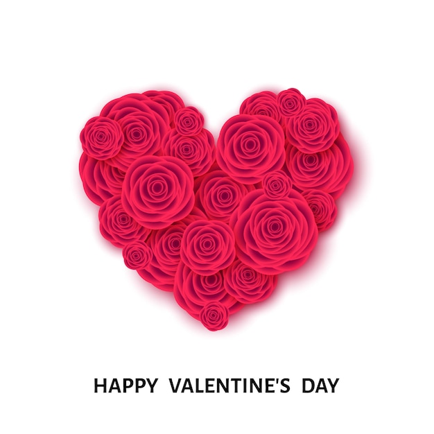 Szczęśliwy szablon transparent Walentynki z sercem czerwonych róż