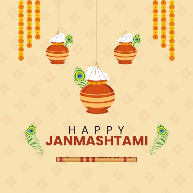 szczęśliwy szablon wektor janmashtami
