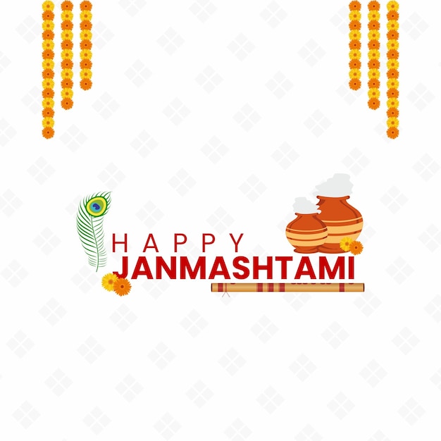 szczęśliwy szablon wektora shri krishna janmashtami
