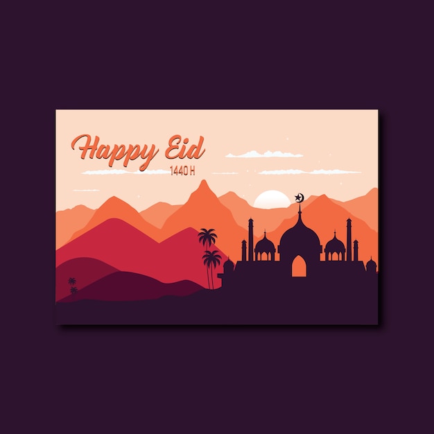 Szczęśliwy Sztandar Krajobrazowy Eid Mubarak