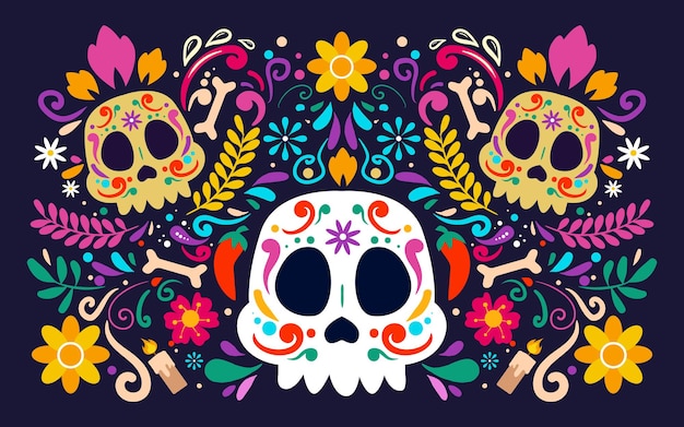 Szczęśliwy tło Dia De Muertos