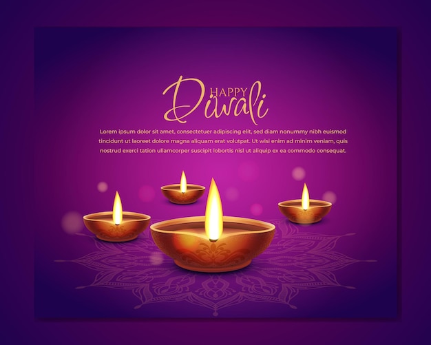 szczęśliwy tło festiwalu diwali z lampami naftowymi na okładkę mediów społecznościowych, baner, kartkę z życzeniami. vect