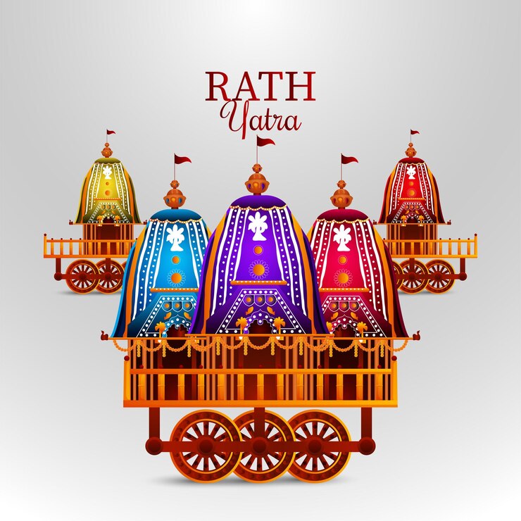 Szczęśliwy tło uroczystości jagannath rath yatra z ilustracji wektorowych lord jagannath balabhadra i subhadra