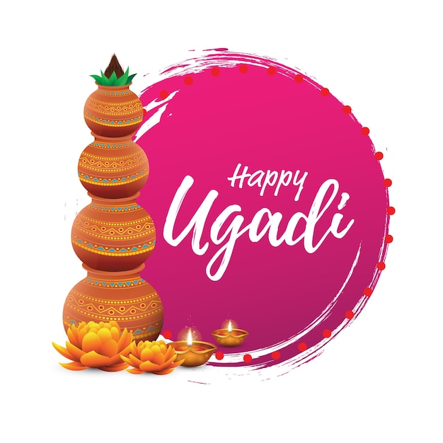 Szczęśliwy Ugadi Festival wektor szablon projektu tła
