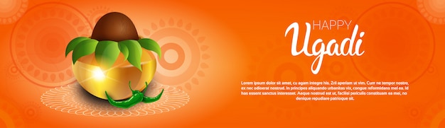 Szczęśliwy Ugadi I Gudi Padwa Hinduskiego Nowego Roku Kartka Z Pozdrowieniami Wakacyjny Garnek Z Koksem