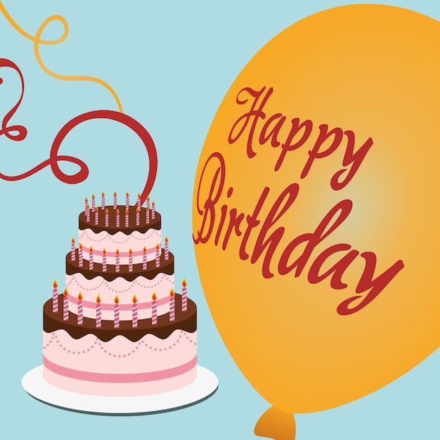 Szczęśliwy Urodziny Tort Balon Serpentyna