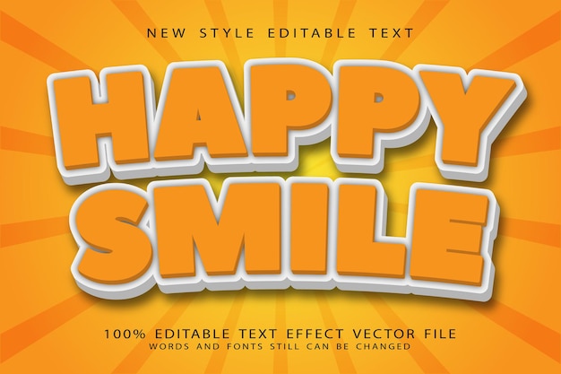 Szczęśliwy Uśmiech Można Edytować Efekt Tekstowy W Stylu Kreskówek