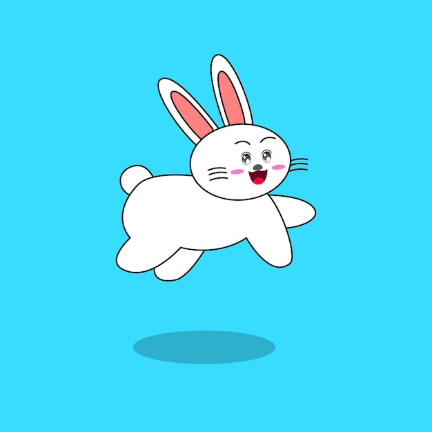 Plik wektorowy szczęśliwy uśmiechający się biały królik ilustracja skoki