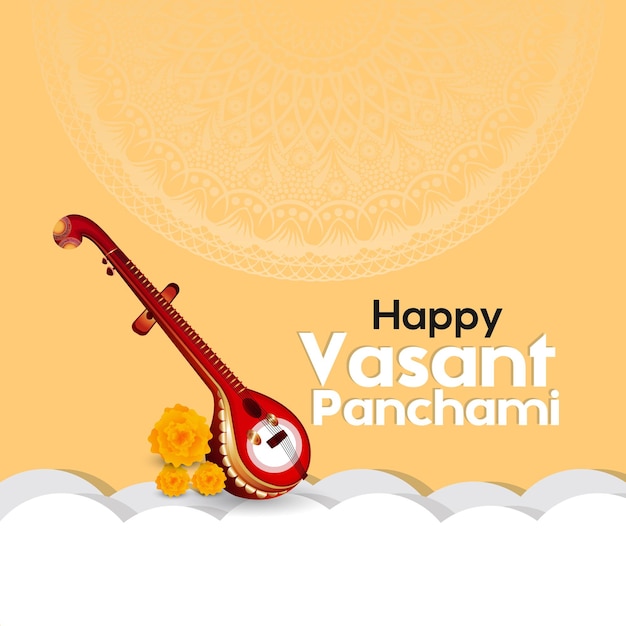 Plik wektorowy szczęśliwy vasant panchami ilustracja bogini saraswati dla vasant panchami veena