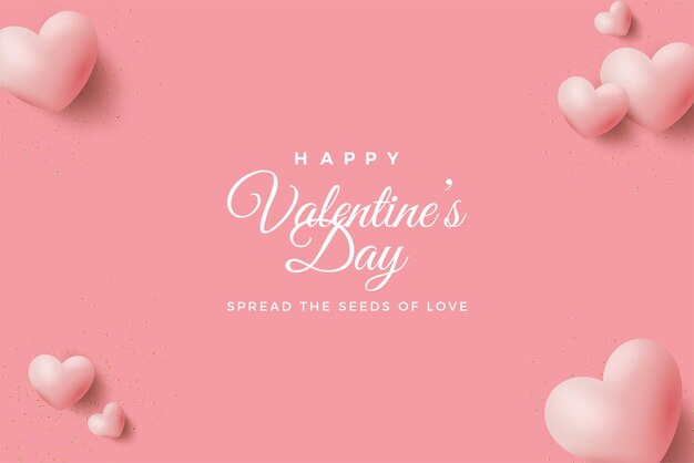 Szczęśliwych Walentynek Plakat Transparent I Ulotka Premium Projekt Ilustracji Wektorowych Z Realistycznym Wektorem Miłości Różowe Balony