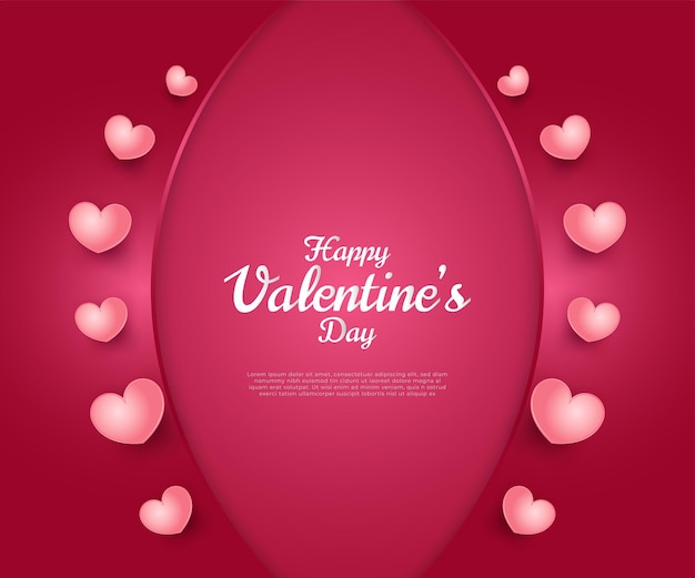 Szczęśliwych Walentynek Pozdrowienie Różowe Serca Na Czerwonym Tle Papercut