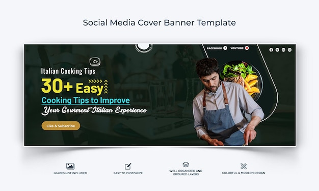 Plik wektorowy szef kuchni na okładce facebooka