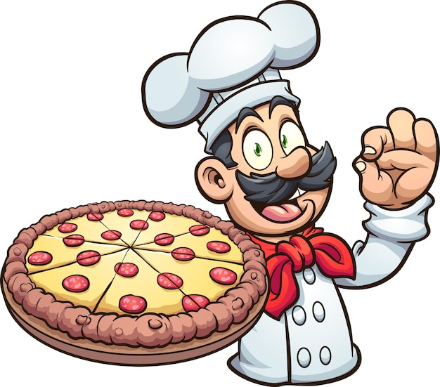 Szef Kuchni Trzymający Dużą Pizzę Pepperoni
