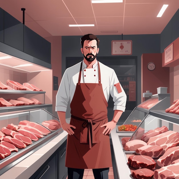 Szef Kuchni W Mundurze Z Tacą Mięsa W Rękach Gotowanie I Jedzenie Gotowanie I Przygotowywanie Mięsa Szef