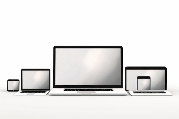 szereg laptopów z jednym, który mówi "laptop" na dole