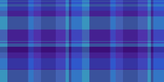 Szeroka tekstura tkaniny sprawdź menu tło tekstylne plaid pojedynczy wektorowy wzór tartan bezszwowy w kolorach niebieskim i indigo