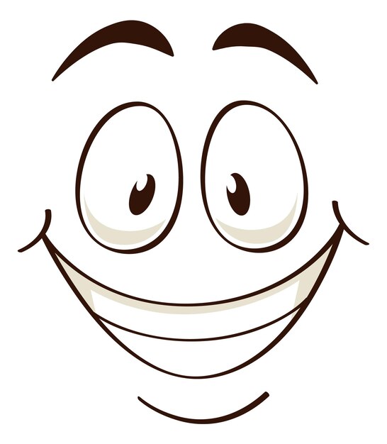 Plik wektorowy szeroko uśmiechnięta twarz komiks emoji szczęśliwa emocja izolowana na białym tle