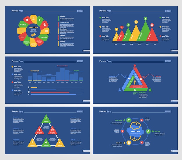 Sześć Zestawów Biznesowych Zestaw Szablonów Slajdów