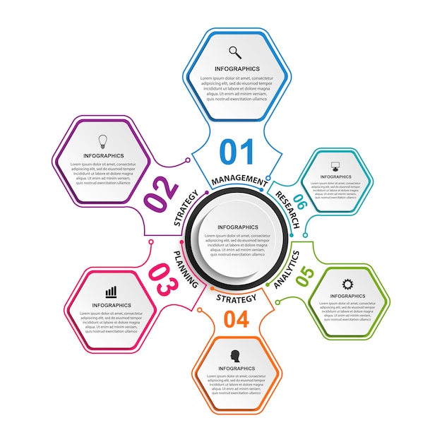 Sześciokąt Opcje Infografiki Elementów