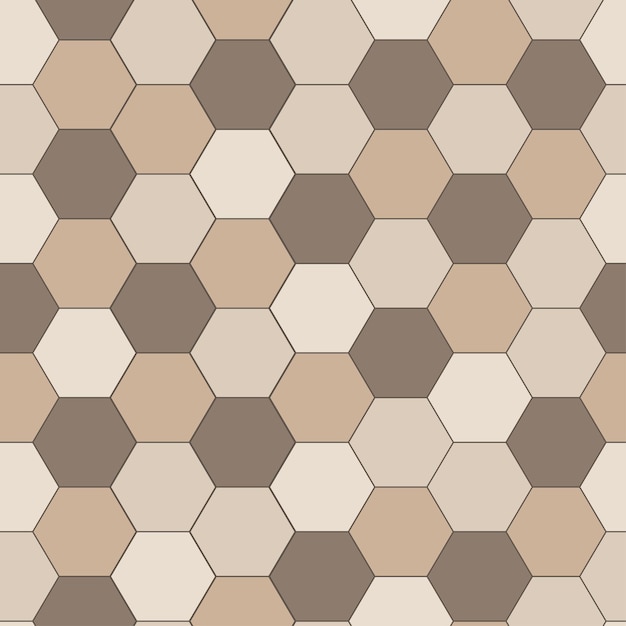 Plik wektorowy sześciokątna dekoracja ścienna lub podłogowa z płytek ceramicznych, beżowa mozaika bezszwowa wzór