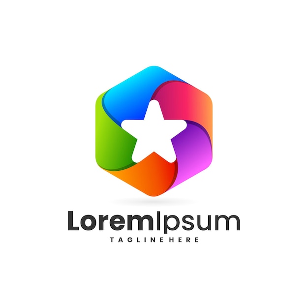 sześciokątne logo z koncepcją koloru gradientu