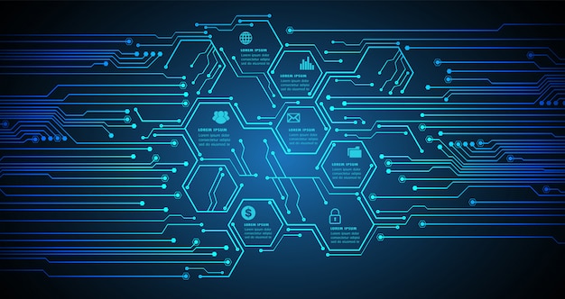 Plik wektorowy sześciokątny szablon obwodu pole tekstowe na stronie internetowej, internet rzeczy cyber technologii