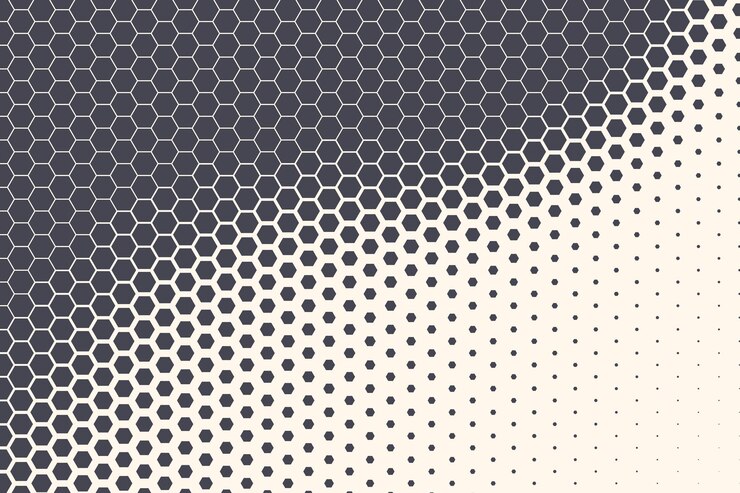 Sześciokątny wzór półtonów Geometryczna tekstura Minimalistyczne abstrakcyjne tło technologii