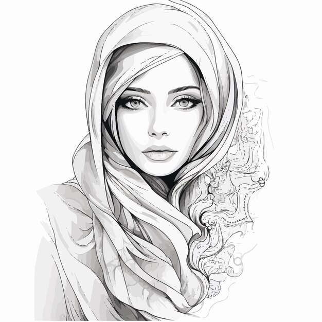 Plik wektorowy szkic arabskiej kobiety wektor