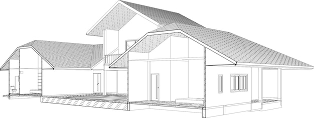 Plik wektorowy szkic domu z budowanym dachem.