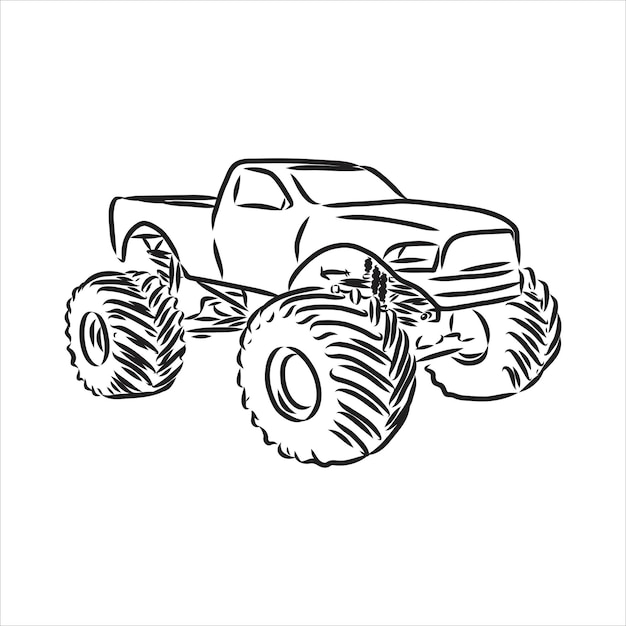 Szkic Ilustracji Wektorowych Monster Truck Wektor Monster Truck