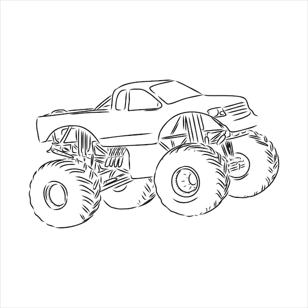 Szkic Ilustracji Wektorowych Monster Truck Wektor Monster Truck