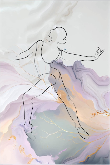 Szkic kobiety w sukience baletnica grafika liniowa ciągła ikona sztuki girlx9