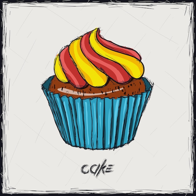 Plik wektorowy szkic kolorowa ilustracja znak ciasto