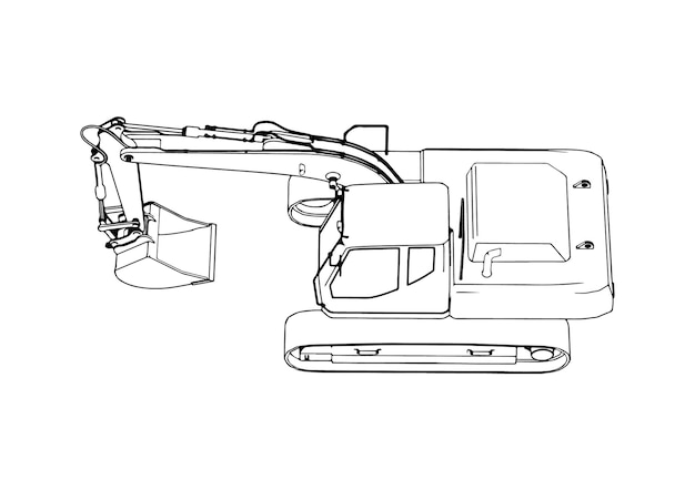 Plik wektorowy szkic koparki na białym tle