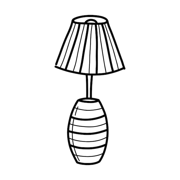Szkic Lampy Stołowej. Lampa Podłogowa. Ręcznie Rysowane Ilustracji Wektorowych W Stylu Doodle