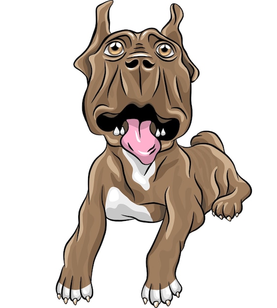 Szkic Leżącego Szczeniaka Rasy Dogo Canario Z Wystającym Językiem