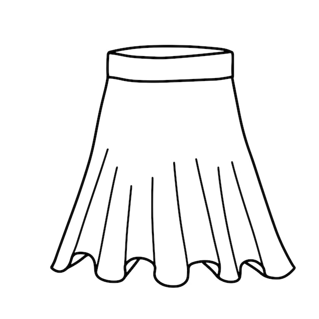 Plik wektorowy szkic linii krótkiej spódnicy dla dziewczynki doodle spódnica z zakładkami śmieszne ubrania
