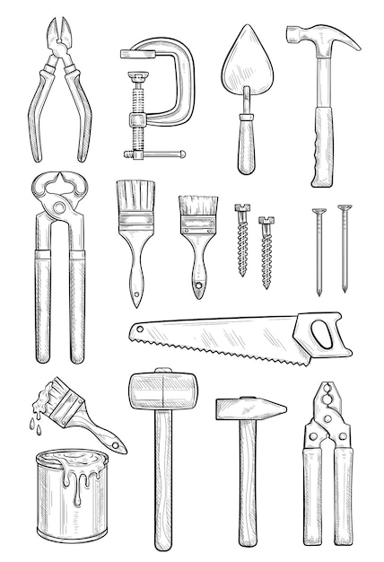 Szkic Narzędzia Do Naprawy Dla Budownictwa I Stolarki